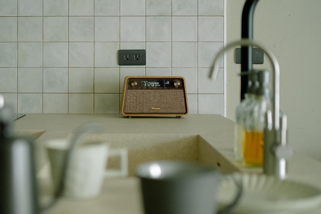 Sangean WR-201D, radio DAB+ / FM-RDS, Bluetooth, AUX Radio de sobremesa de madera premium cerezo natural
