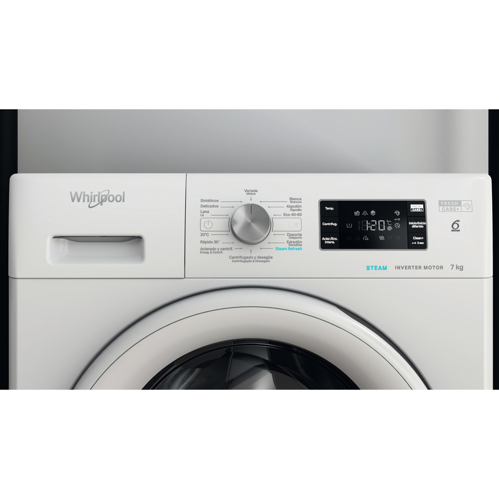 Whirlpool FFB 7259 WV, lavadora de carga frontal, libre instalación, 7kg, 1200rpm, blanco, clase B