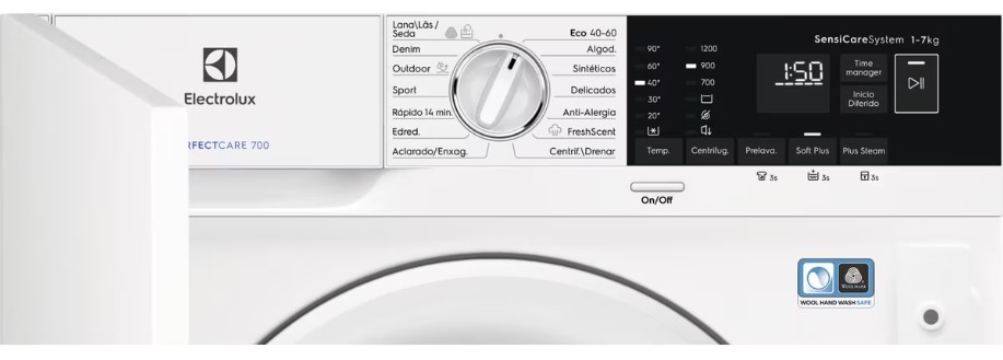 LAVADORA INTEGRACIÓN ELECTROLUX EN7F4722AN 7KG, 1200 RPM, BLANCO, VAPOR FreshScent, CLASE D