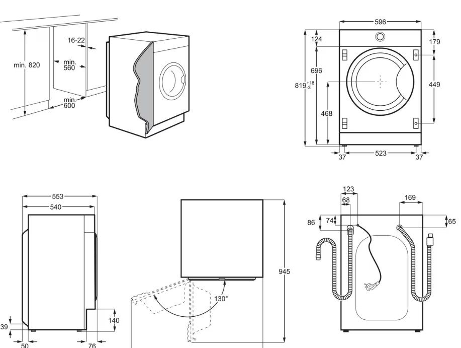 LAVADORA INTEGRACIÓN ELECTROLUX EN7F4722AN 7KG, 1200 RPM, BLANCO, VAPOR FreshScent, CLASE D