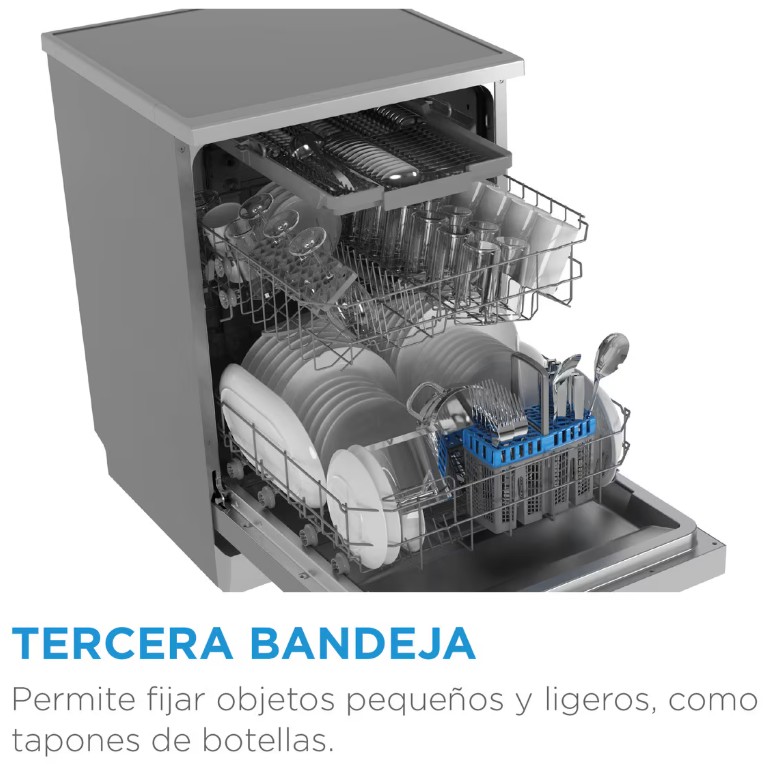 Midea MDWPF1433CW-W-EU, lavavajillas libre instalación, 60cm, Auto door open, Child Lock, blanco, clase C