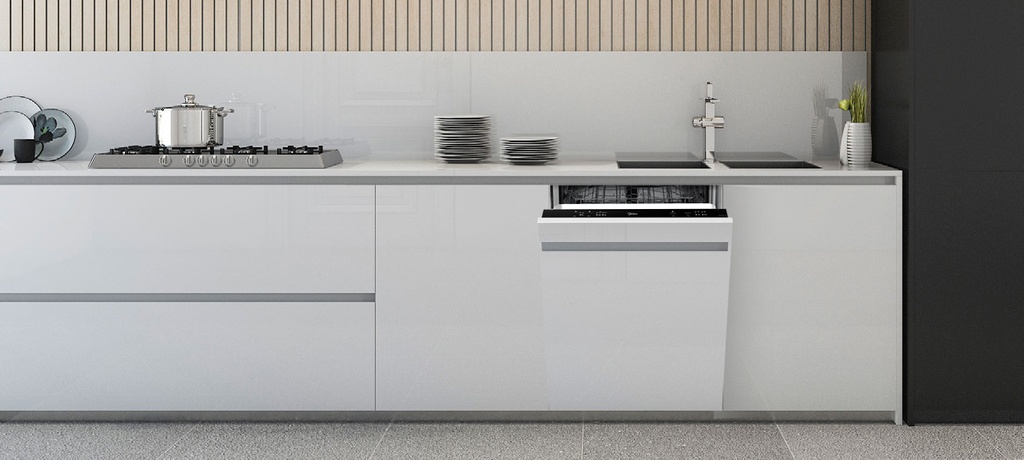 Midea MID60S110.1, Lavavajillas integrable, Filtro Antibacterias, Hygiene Care, 60cm, blanco, clase E