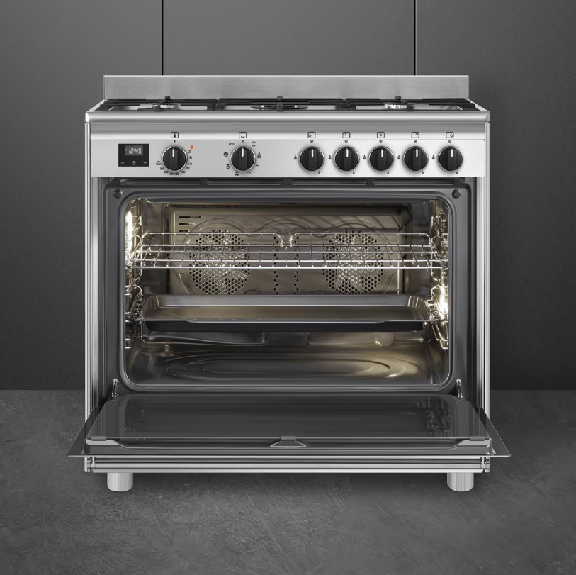 Smeg BG91X2, cocina compacta, 5 zonas, horno, 90x60 cm, inox, clase A