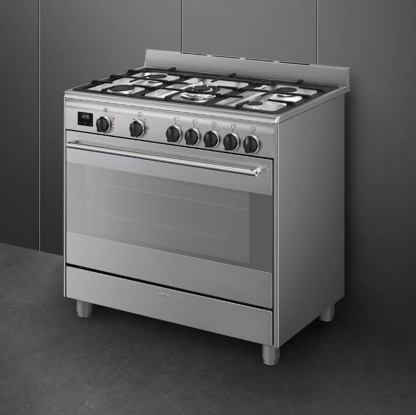 Smeg BG91X2, cocina compacta, 5 zonas, horno, 90x60 cm, inox, clase A