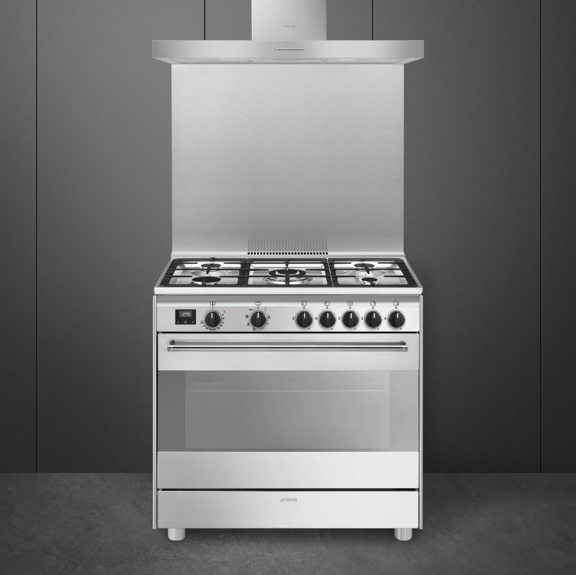 Smeg BG91X2, cocina compacta, 5 zonas, horno, 90x60 cm, inox, clase A