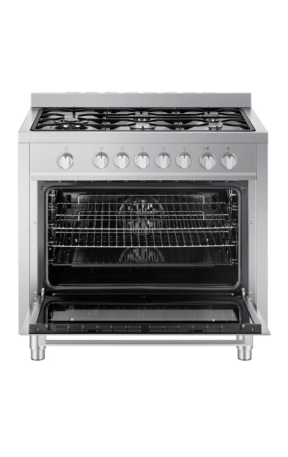Vitrokitchen ST9060IB, cocina de gas butano, 90x60cm, 5 fuegos, horno eléctrico, inox