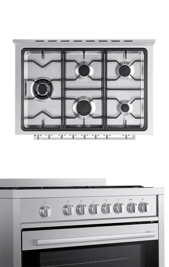 Vitrokitchen ST9060IB, cocina de gas butano, 90x60cm, 5 fuegos, horno eléctrico, inox