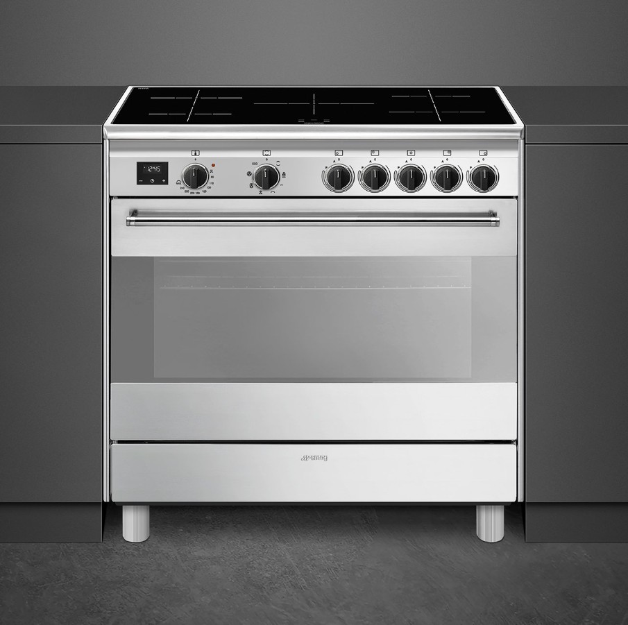 Smeg BG91IX2, cocina inducción, placa y horno, 90x60cm, 5 zonas, inox, clase A