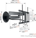 Vogels TVM7675, soporte de pared giratorio hasta 120°, de 40" a 77", 35 kg, negro