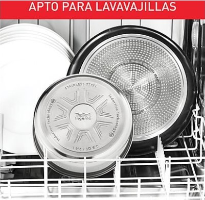 Tefal L8813S, set de sartenes, 2 unidades, 22/26 cm, mango extraíble, revestimiento titanio antiadherente, indicador de calor, acero inox
