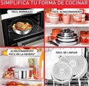 Tefal L8813S, set de sartenes, 2 unidades, 22/26 cm, mango extraíble, revestimiento titanio antiadherente, indicador de calor, acero inox