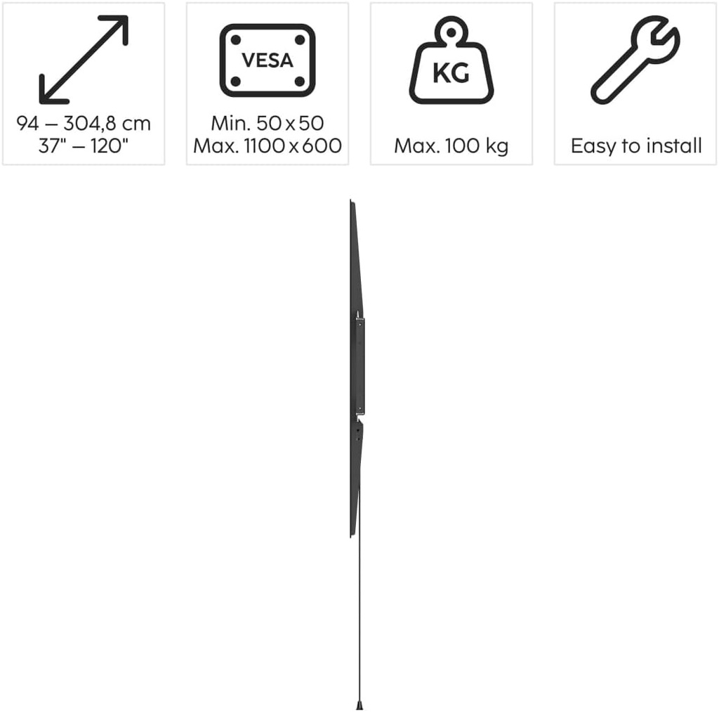 Hama 00220843, soporte fijo, 37" a 120", hasta 100kg