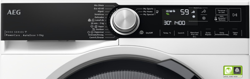 AEG LFR8504L6Q, lavadora carga frontal, libre instalación, Serie 8000, 11kg, 1400rpm, PowerCare, Autodose, blanca, clase A