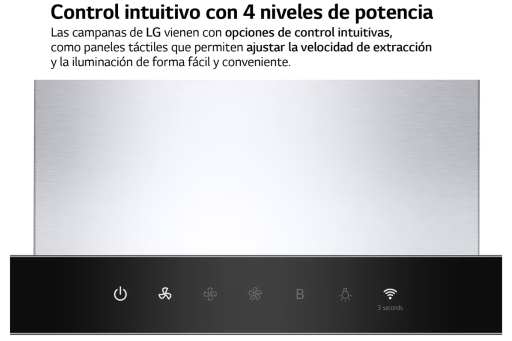 LG HCEZ2426S, campana extractora, 60cm, 4 niveles de potencia, 70dB, WiFi, inox, clase A
