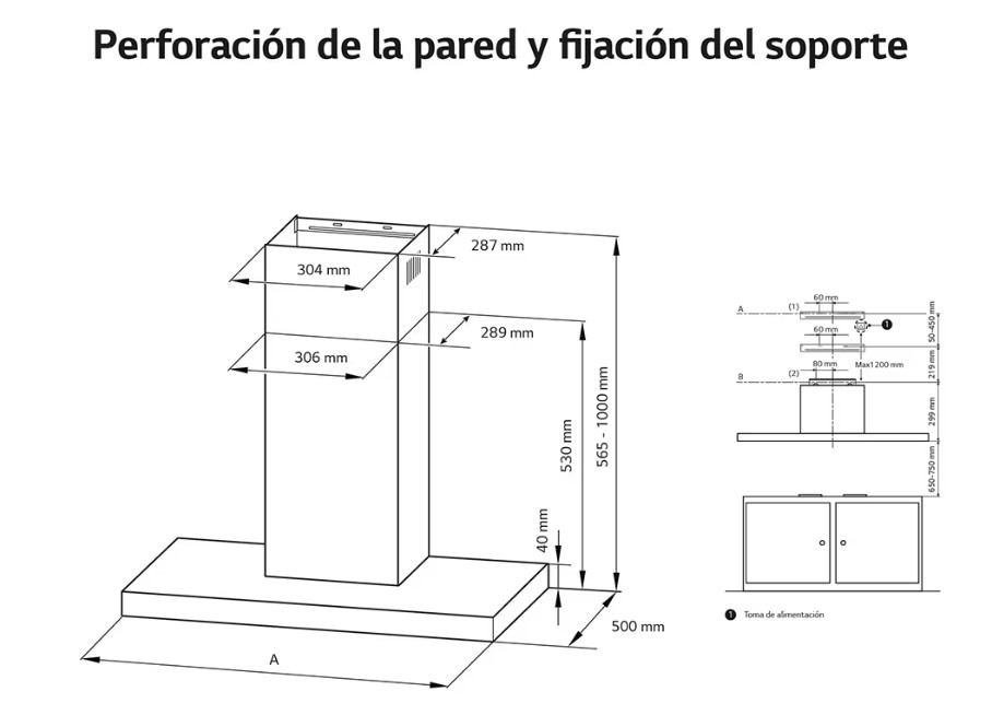 LG HCEZ2426S, campana extractora, 60cm, 4 niveles de potencia, 70dB, WiFi, inox, clase A