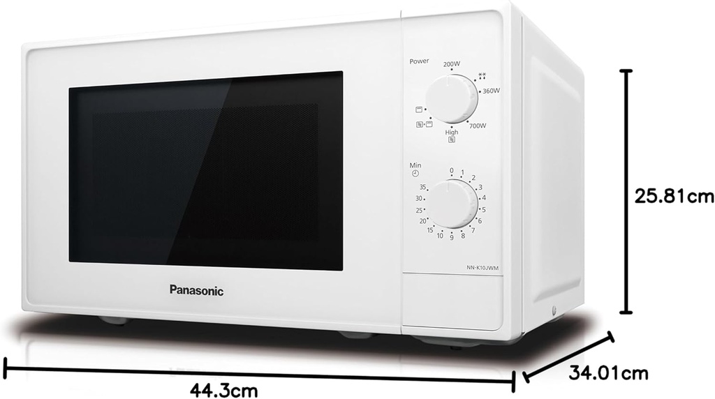 Panasonic NNK10JWMEPG, microondas con grill, 800w, 20l, 5 niveles de potencia, blanco