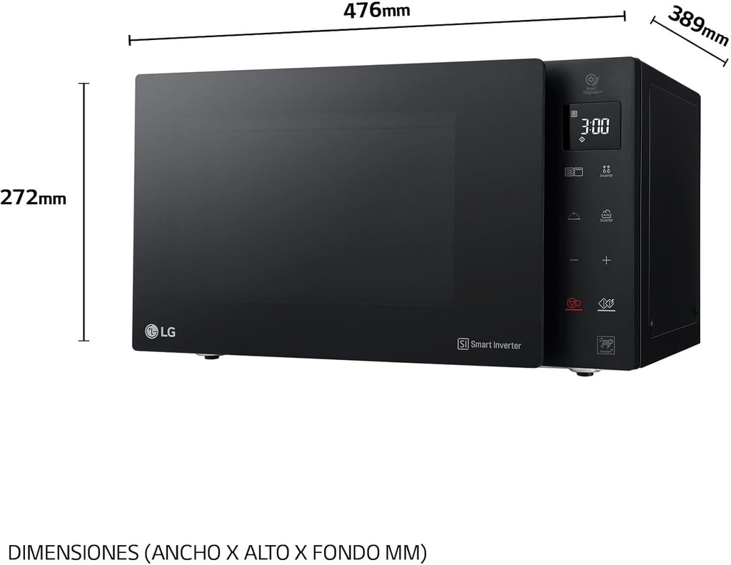 LG MH6535GIB, microondas con grill, 1000w, 25l, SmartInverter, negro