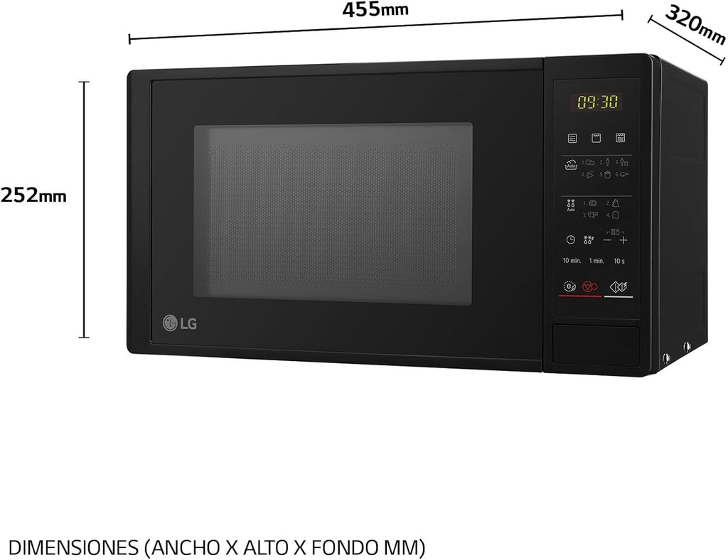 LG MH6042D, microondas con grill, 700w, 20l, 5 niveles, negro