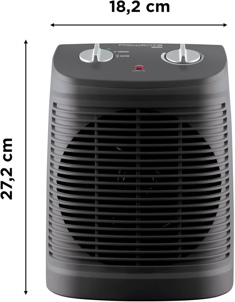 Rowenta So2320F2, calefactor, bajo consumo de 2400W, Silence 44 dBA, modo Eco, ventilador aire frío, gris