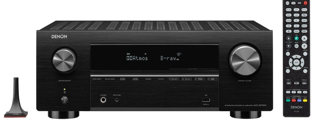 Denon AVC-X3700H, receptor AV integrado en red, 180W, 9 canales, audio 3D, Dolby Atmos, DTS:X, negro