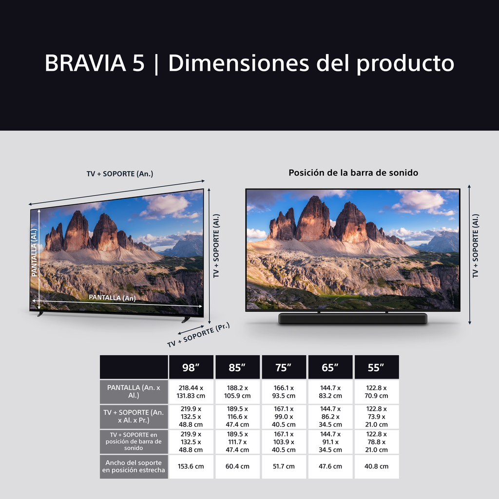 Sony K55XR5, Bravia 5, Mini LED, 55", 4K Ultra HD, HDR, Google TV