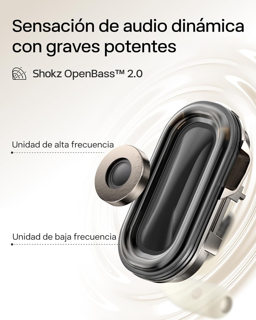 Auriculares conducción aérea, Shokz OpenFit, Tecnología Open-Ear, Graves potentes, Llamadas nítidas, Batería hasta 28h de uso