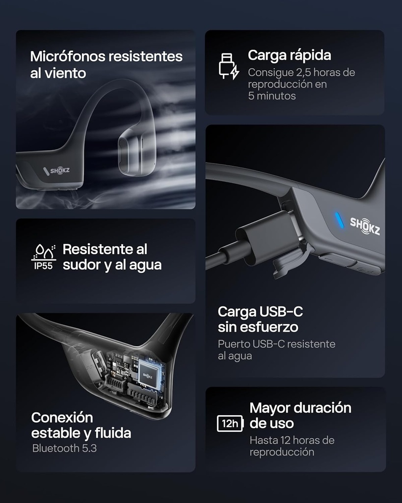 Auriculares conducción ósea, Shokz OpenRun Pro 2,
