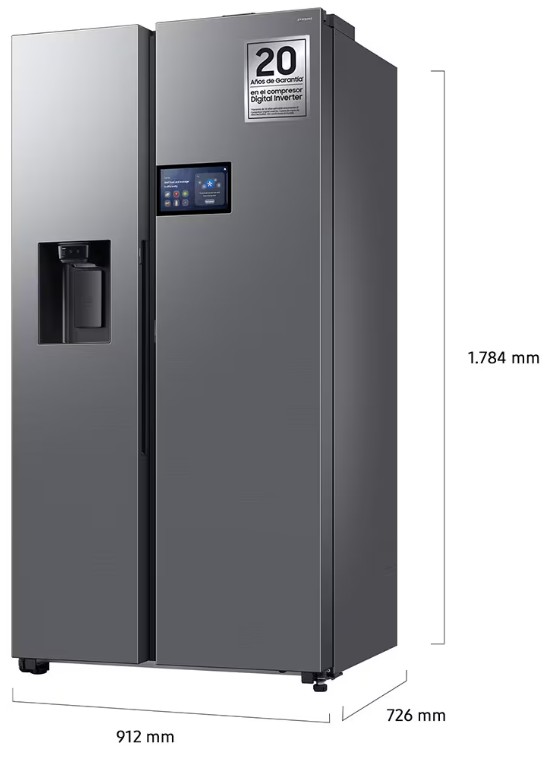 Samsung RS90F64EETEF, frigorífico americano, 178x81cm, dispensador de agua y hielo, inox, clase E