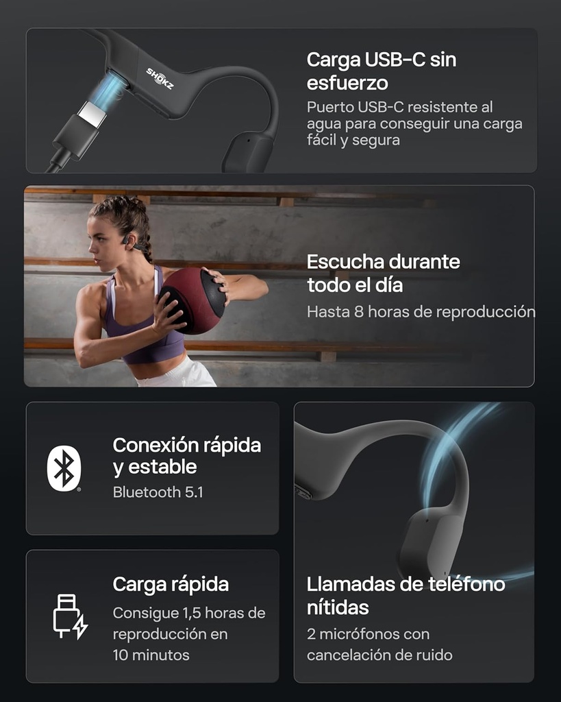 Auriculares conducción ósea, Shokz OpenRun,