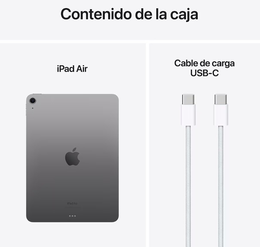 Apple iPad Air, 2024, 11", Chip M2, 128GB, Wi-Fi, pantalla Liquid Retina, color gris espacial