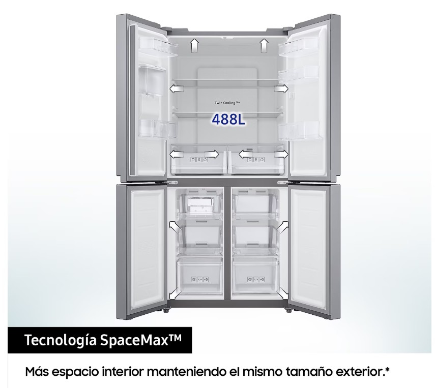 Samsung RF48A401EM9, frigorífico americano, 179 x 74cm, NoFrost, dispensador de agua, Twin Cooling Plus, inox, clase E