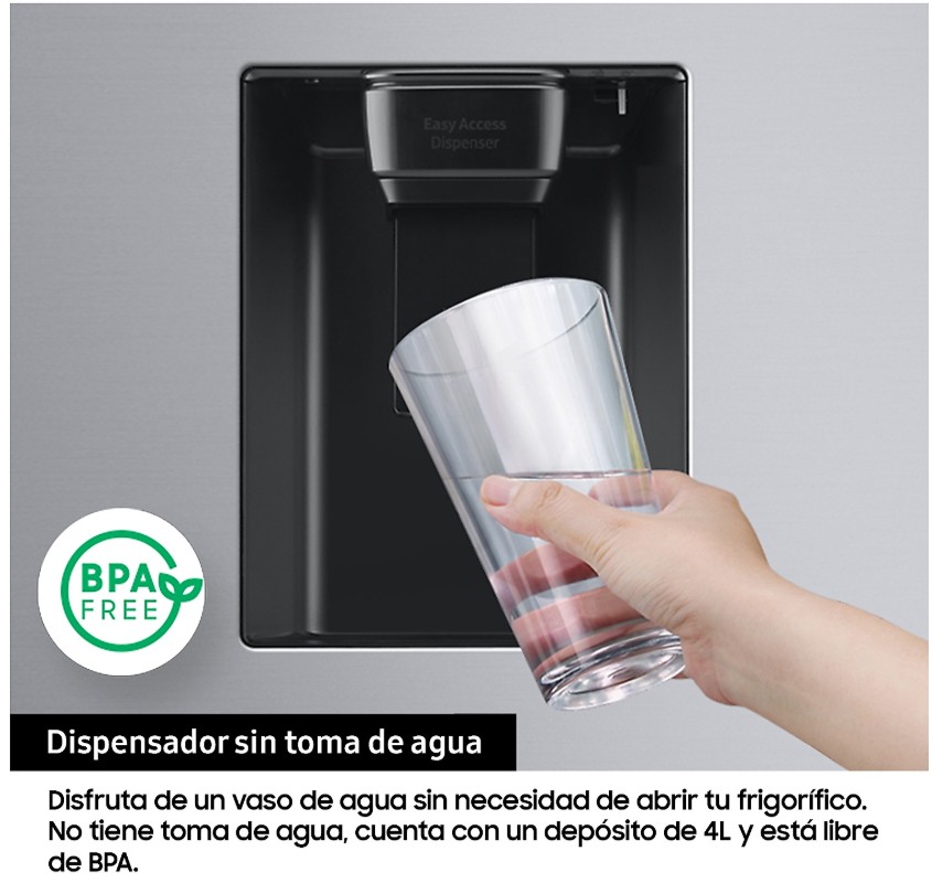 Samsung RF48A401EM9, frigorífico americano, 179 x 74cm, NoFrost, dispensador de agua, Twin Cooling Plus, inox, clase E