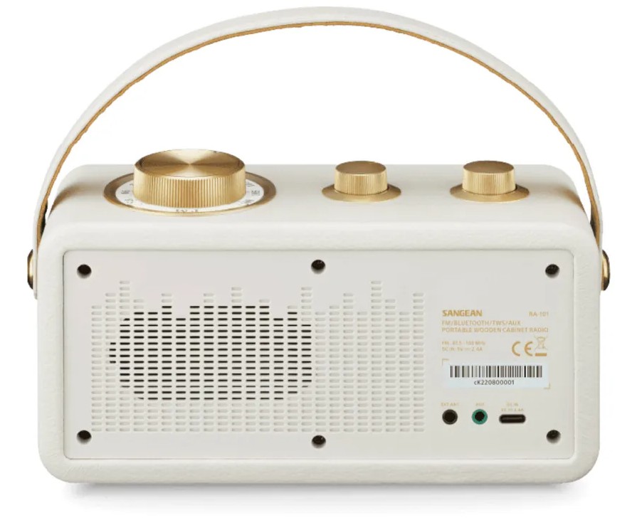 Sangean RA-101, diseño retro de madera y piel sintética, Bluetooth 5.0
