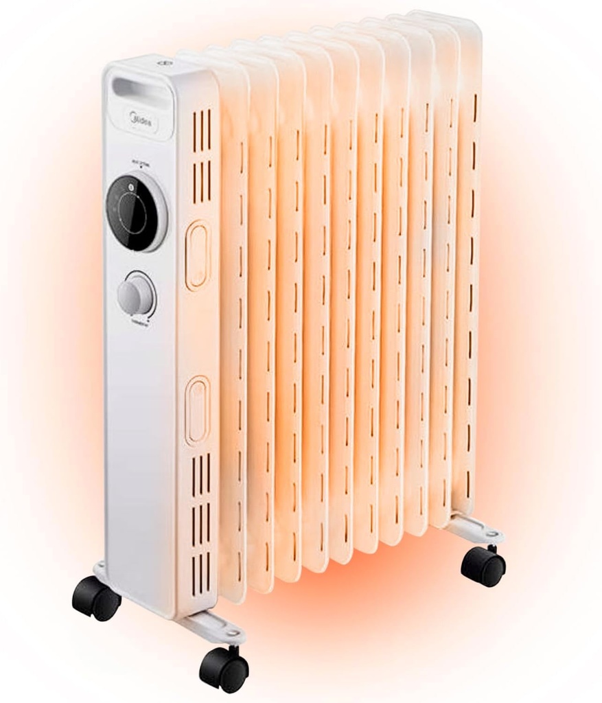 Midea NY2311-20M, radiador de 11 elementos, 2300w, termostato regulable, blanco