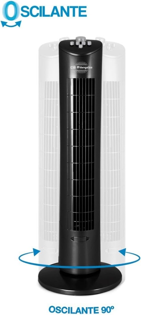 Orbegozo TW0800, torre de ventilación, 60W, 3 velocidades, negro