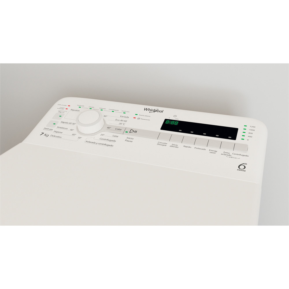 Whirlpool TDLR 7220SS SP, lavadora de carga superior, 1200rpm, 7kg, FreshCare, blanco, clase E