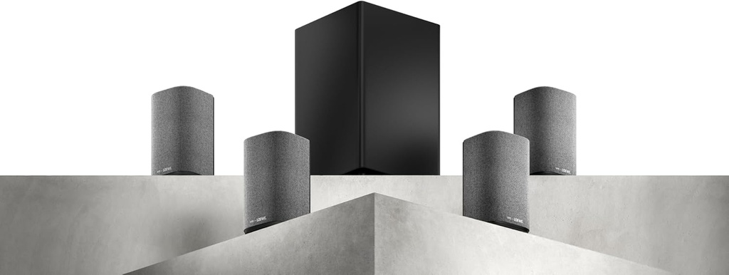 Sistema de sonido Loewe WE. BOOST, Calidad cinematografica 4.1.2, Potencia musical 720W, Sistema de altavoces inalámbrico con Dolby ATMOS