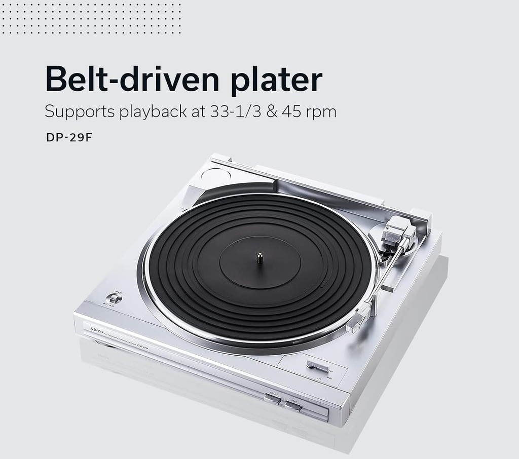 DENON DP-29F, Giradiscos HiFi con Previo Phono incluido, tamaño MIDI, tracción por correa