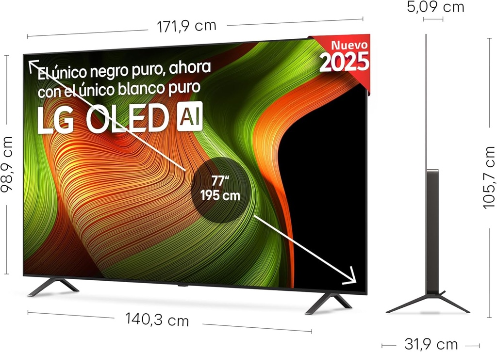 LG OLED77B54LA, TV OLED 77", 4K, 120Hz, Procesador 4K IA α8 Gen2, Smart TV