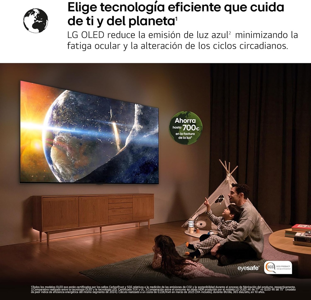 LG OLED65B56LA, TV OLED 65", 4K, 120Hz, Procesador 4K IA α8 Gen2, Smart TV