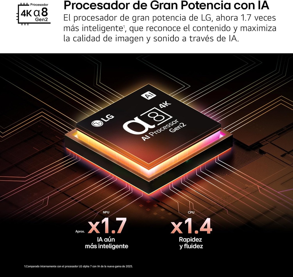 LG OLED65B56LA, TV OLED 65", 4K, 120Hz, Procesador 4K IA α8 Gen2, Smart TV