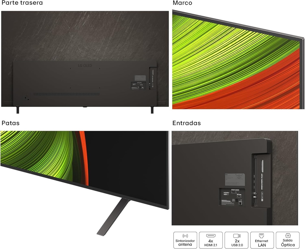 LG OLED55B56LA, TV OLED 55", 4K, 120Hz, Procesador 4K IA α8 Gen2, Smart TV