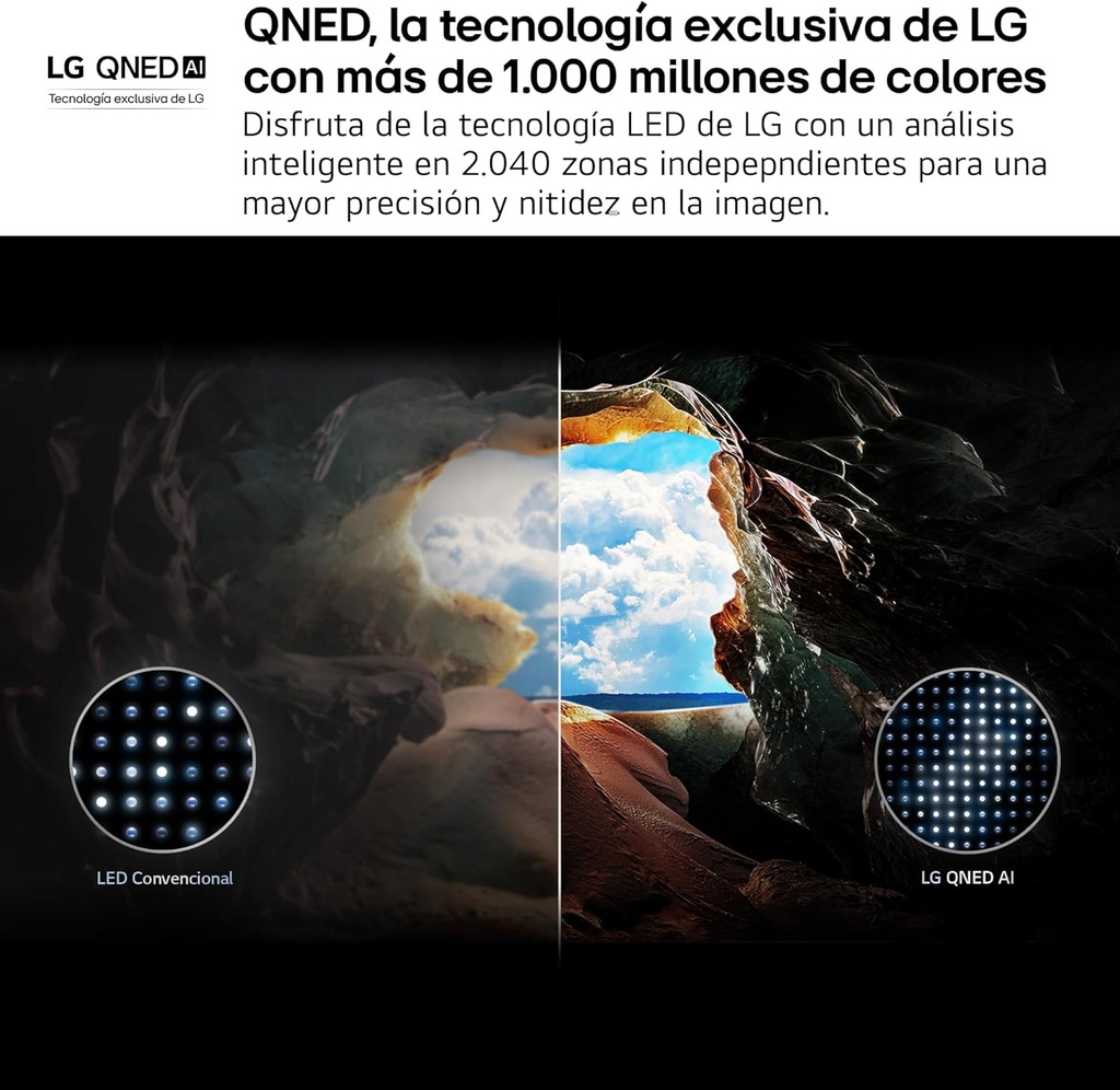 LG 85QNED93A6, TV QNED 85" MiniLed, 4K Ultra HD, 120Hz, webOS 25, procesador α8 AI Gen2, Smart TV