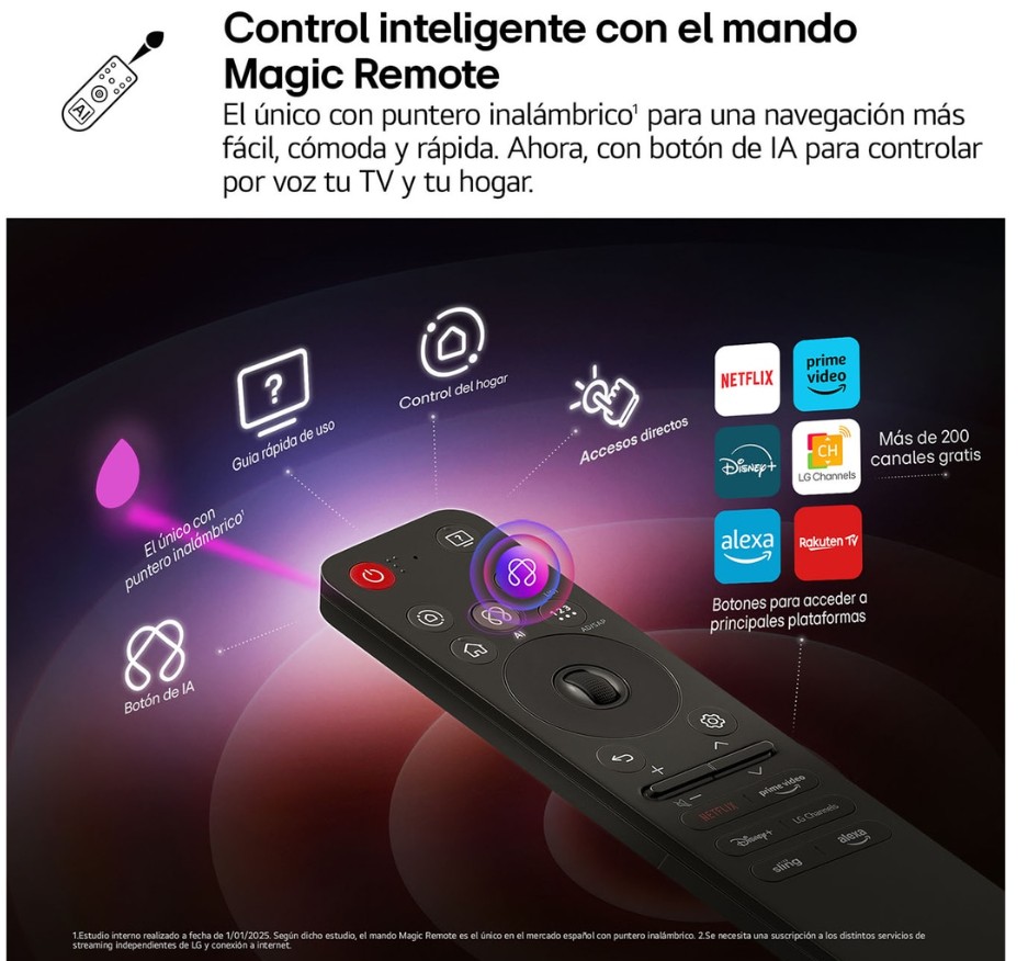 LG 65QNED87A6B, TV QNED 65" MiniLed, 4K Ultra HD, 144Hz, webOS 25
