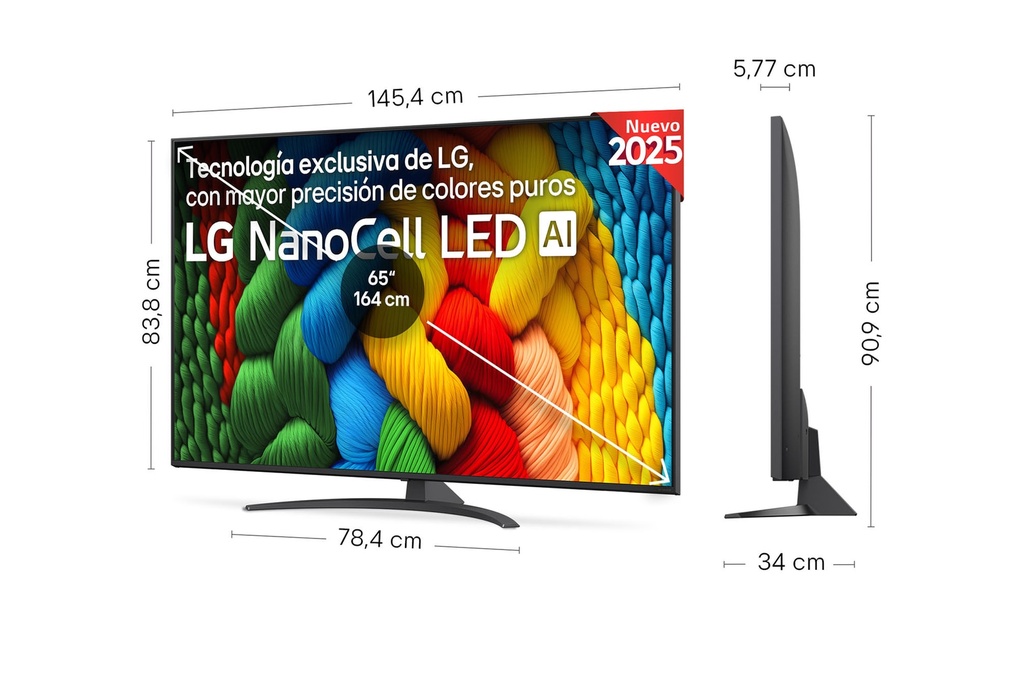 LG 65NANO81A6A, TV NanoCell 65", 4K Ultra HD, 60Hz, webOS 25