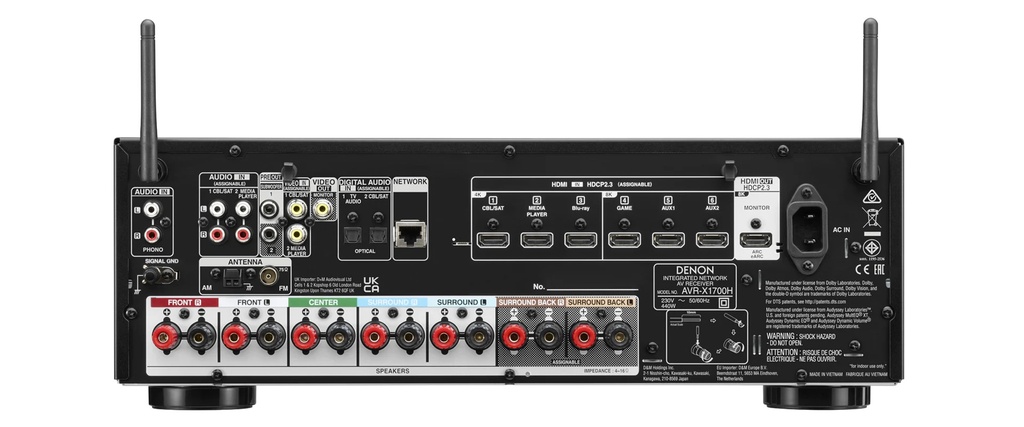 Receptor AV de 7.2 canales 8K con audio 3D, control de voz y HEOS Built-in® AVR-X1700H