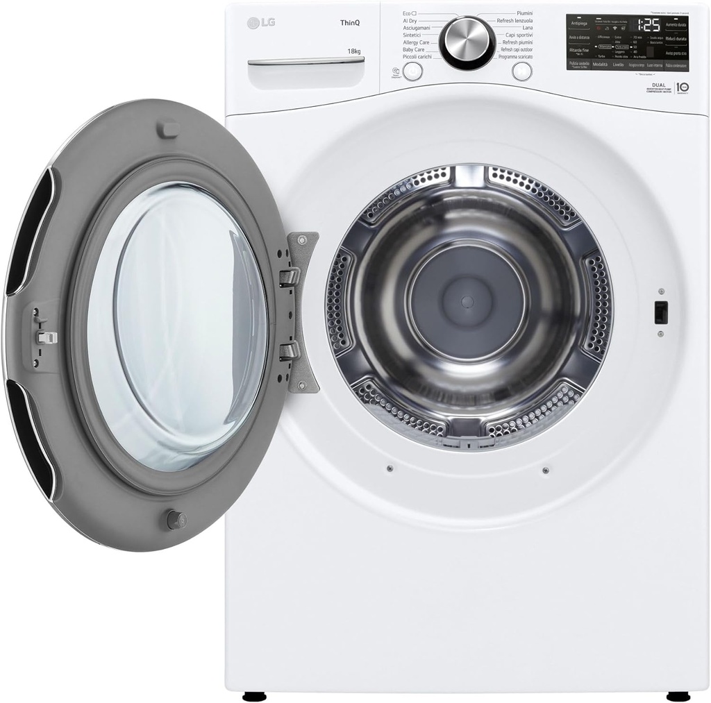 Secadora con Inteligencia artificial 18kg, D, con Bomba de calor Dual Inverter, Direct Drive , Inox antihuellas , Serie XXL