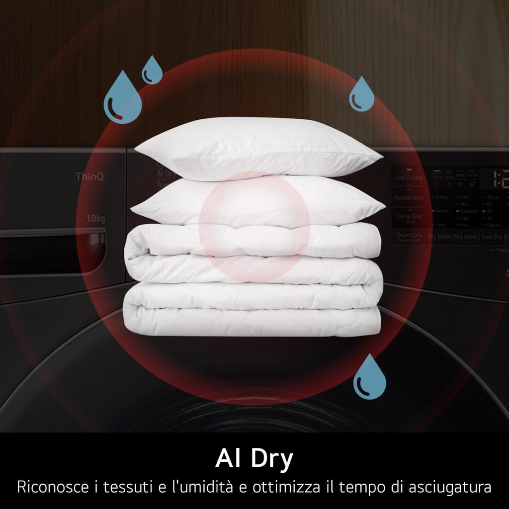 Secadora con Inteligencia artificial 18kg, D, con Bomba de calor Dual Inverter, Direct Drive , Inox antihuellas , Serie XXL