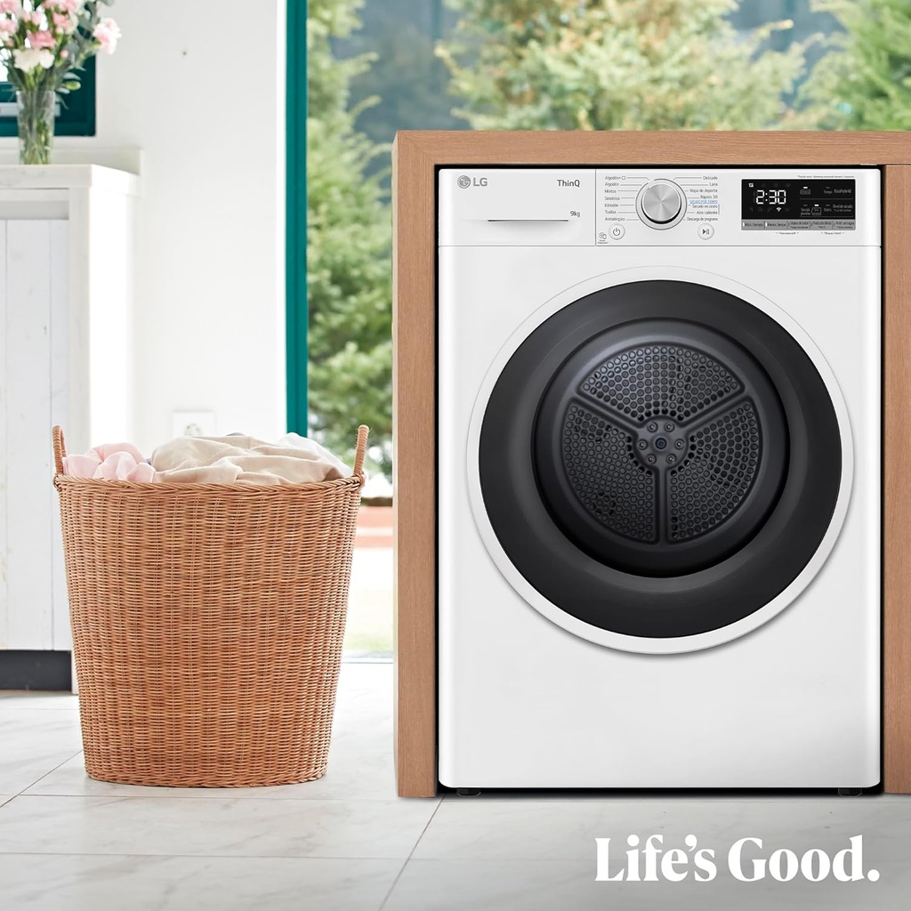 LG RH90V5AV6N, Secadora con Bomba de Calor Blanca A++, 9kg Dula Inverter