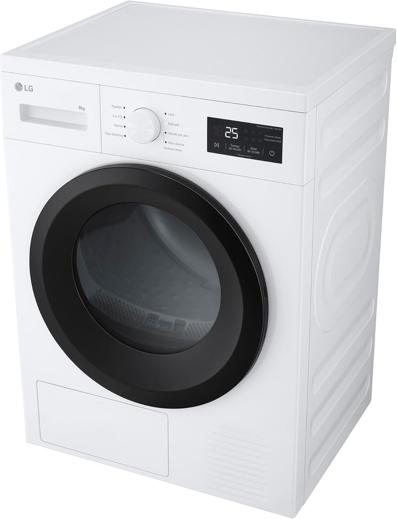 LG RHA1008NWK Secadora 8kg, D, con Bomba de calor, Blanca, Serie 100
